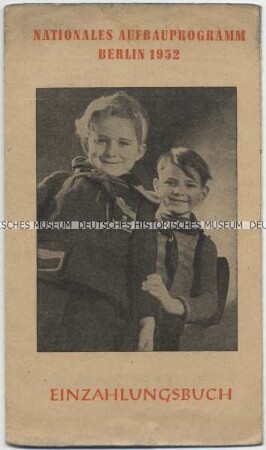 Einzahlungsbuch zum Nationalen Aufbauprogramm Berlin 1952