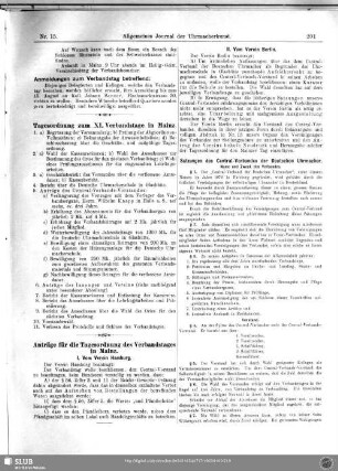 Tagesordnung zum XI. Verbandstage in Mainz