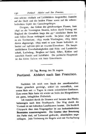 XV. Portland. Abfahrt nach San Francisco