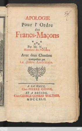 Apologie Pour l'Ordre des Francs-Maçons