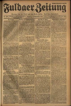 Erste Ausgabe vom Sonntag, den 08. November 1925.