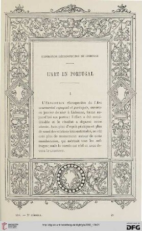 2. Pér. 25.1882: L' art en Portugal, [1] : exposition rétrospective de Lisbonne