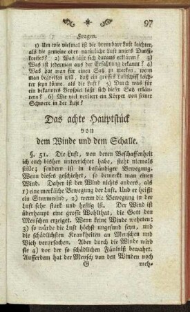 Das achte Hauptstück von dem Winde und dem Schalle.
