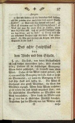 Das achte Hauptstück von dem Winde und dem Schalle.