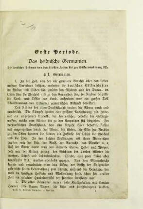 Erste Periode. Das heidnische Germanien