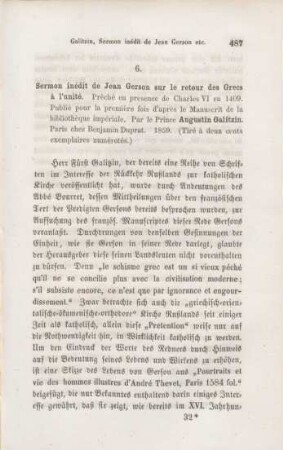 487-491 [Rezension] Sermon inédit de Jean Gerson sur le retour des Grecs à l'unité