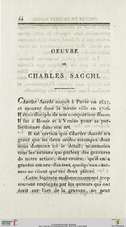 Oeuvre de Charles Sacchi