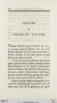Oeuvre de Charles Sacchi