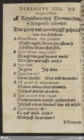 Dialogus XXII. De Regionibus