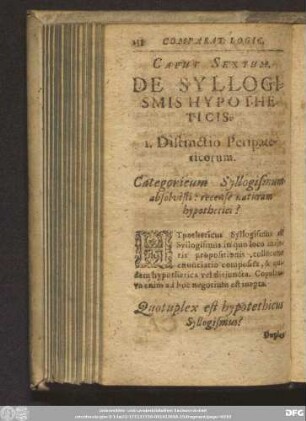 Caput Sextum. De Syllogismis Hypotheticis.