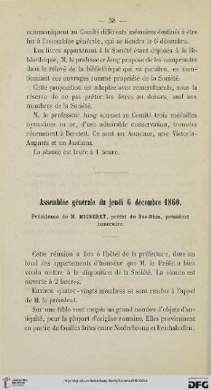 Assemblée générale du jeudi 6 décembre 1860