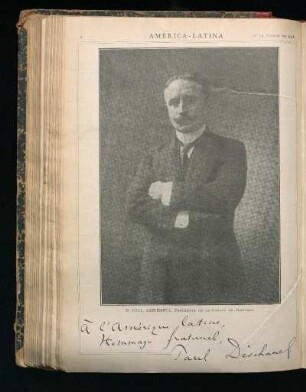 [Retrato con autógrafo de] M. Paul Deschanel, Presidente de la Camara de Diputado