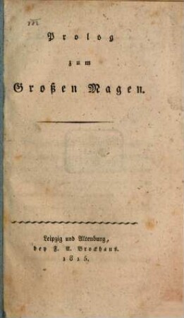 Prolog zum großen Magen