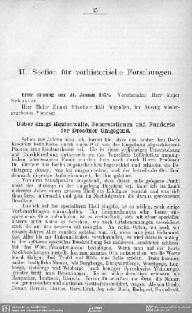 Ueber einige Heidenwälle, Feuerstationen und Fundorte der Dresdner Umgegend