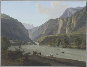Vue de l'Entrée de Cluse, du Mont Vergi, & de l'Aiguille de Varens Vue de l'Entrée de Cluse, du Mont Vergi, & de l'Aiguille de Varens