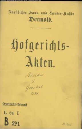 Bödeker, Hermann zu Lemgo gegen Raab Bernd Gevekot - Schuldforderung