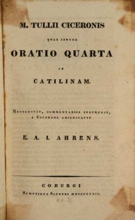 Quae fertur Oratio IV. in Catilinam