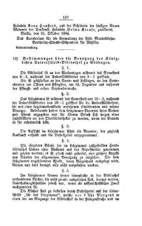 Bestimmungen über die Benutzung der Königlichen Universitäts-Bibliothek zu Göttingen : [II. Universitäten, Akademien, etc.]