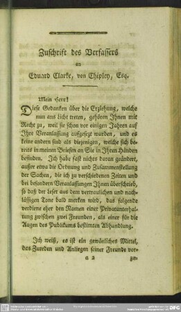Zuschrift des Verfassers