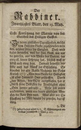 Zwanzigstes Blatt, den 19.May 1742.