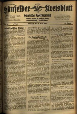 Erste Ausgabe vom Mittwoch, den 08. Mai 1935.