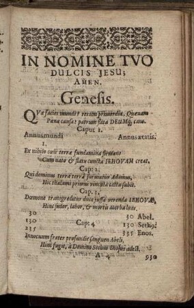 In Nomine Tuo Dulcis Jesu; Amen. Genesis; Exodus; Leviticus; Numerus; Deuteronomion.