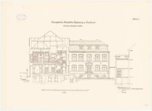 Regierungsgebäude, Stralsund Hauptgebäude: Hofansicht und Querschnitt 1:100
