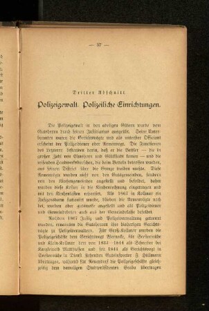 Dritter Abschnitt. Polizeigewalt. Polizeiliche Einrichtungen.