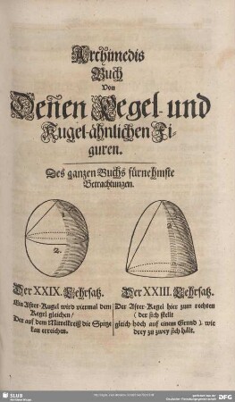 Archimedis Buch Von Denen Kegel- und Kugel-ähnlichen Figuren