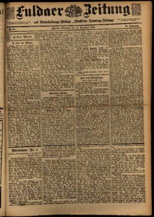 Erste Ausgabe vom Mittwoch, den 13. Dezember 1899.