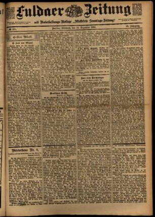 Erste Ausgabe vom Mittwoch, den 13. Dezember 1899.