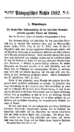 Die Perthesęschen Reformvorschläge für den lateinischen Elementarunterricht gegenüber Theorie und Erfahrung