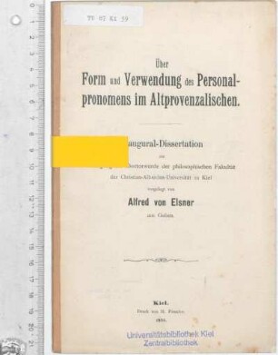 Über Form und Verwendung des Personalpronomens im Altprovenzalischen