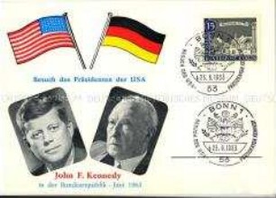 Postkarte zum Besuch von John F. Kennedy in Deutschland