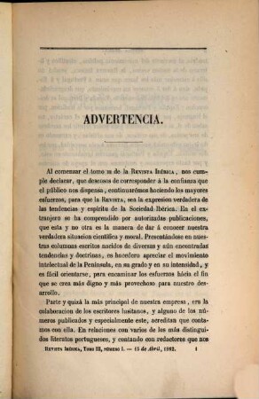 Revista ibérica de ciencias, polit́ica, literatura, artes e instrucción pública. 3. 1862 = Apr. - Juni