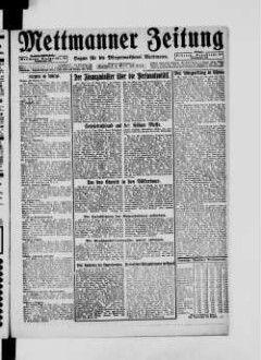 Mettmanner Zeitung. 1919-1940