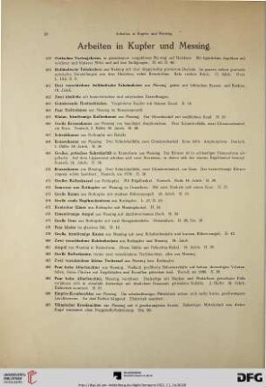 Arbeiten in Kupfer und Messing (Nr. 459-499)