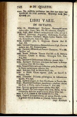 Libri Varii. In Octavo