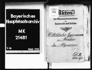 München. Wittelsbacher Gymnasium. Im allgemeinen.