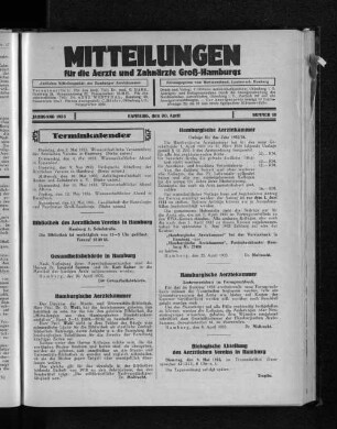 Jahrgang 1933, Hamburg, den 30. April, Nummer 18