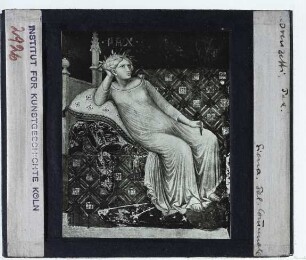 Lorenzetti, Allegorie der guten Regierung (Fresko) (Siena Palazzo Pubblico) : sitzende Frau
