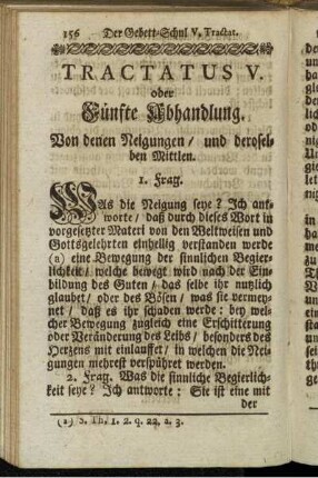 Tractatus V. oder Fünfte Abhandlung. Von denen Neigungen/ und deroselben Mittlen.
