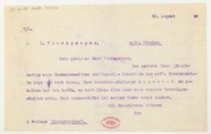 Brief an Lothar Windsperger : 20.08.1920