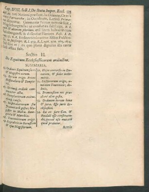 Sectio II. De Equitum Ecclesiasticorum ordinibus.