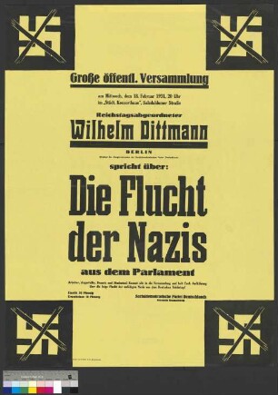 Plakat der SPD zu einer öffentlichen Kundgebung am 18. Februar 1931 in Braunschweig