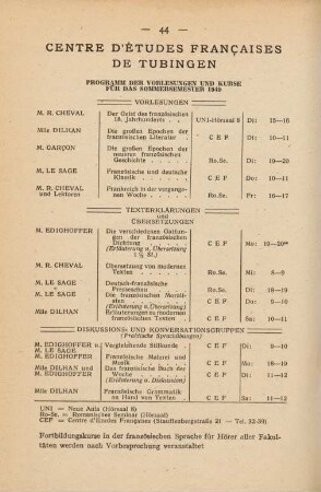 44-45, Centre d'Études Françaises de Tubingen