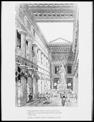 Rekonstruktion des Parthenons als Hypäthraltempel, Blick in die Cella