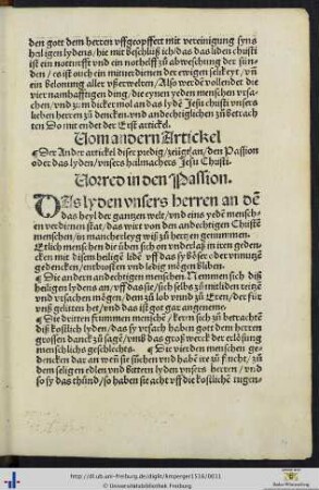 Vom andern Artickel