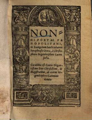 Nonni poëtae Panopolitani In Evangelium S. Iohannis paraphrasis graeca