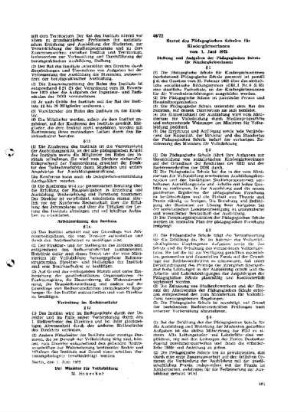 Statut der Pädagogischen Schulen für Kindergärtnerinnen : 46/72 vom 1. Juni 1972 ; [Verfügungen]